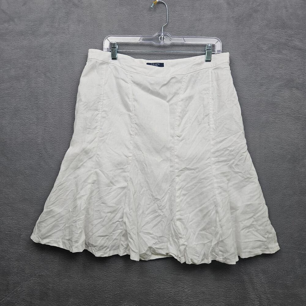 Chaps White Linen Flowy Midi Skirt Coastal Feminine Cowboy Chic Cottagecore 12